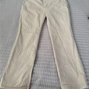 LOFT Khaki Straight Leg Pants Women’s 12 Beige Cotton Spandex Zipper Office NWOT